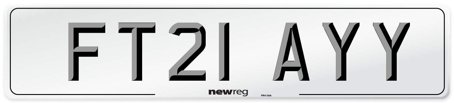 FT21 AYY Number Plate from New Reg